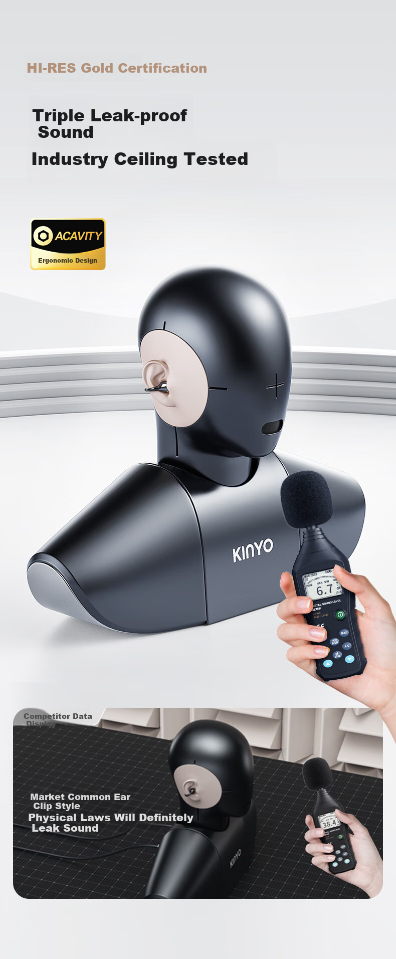 Беспроводные наушники KINYO A9 Ai Lingdong Huan, клипсовые, с костной проводимостью, Bluetooth, спортивные, с шумоподавлением, с длительным временем работы от аккумулятора и функцией перевода в реальном времени