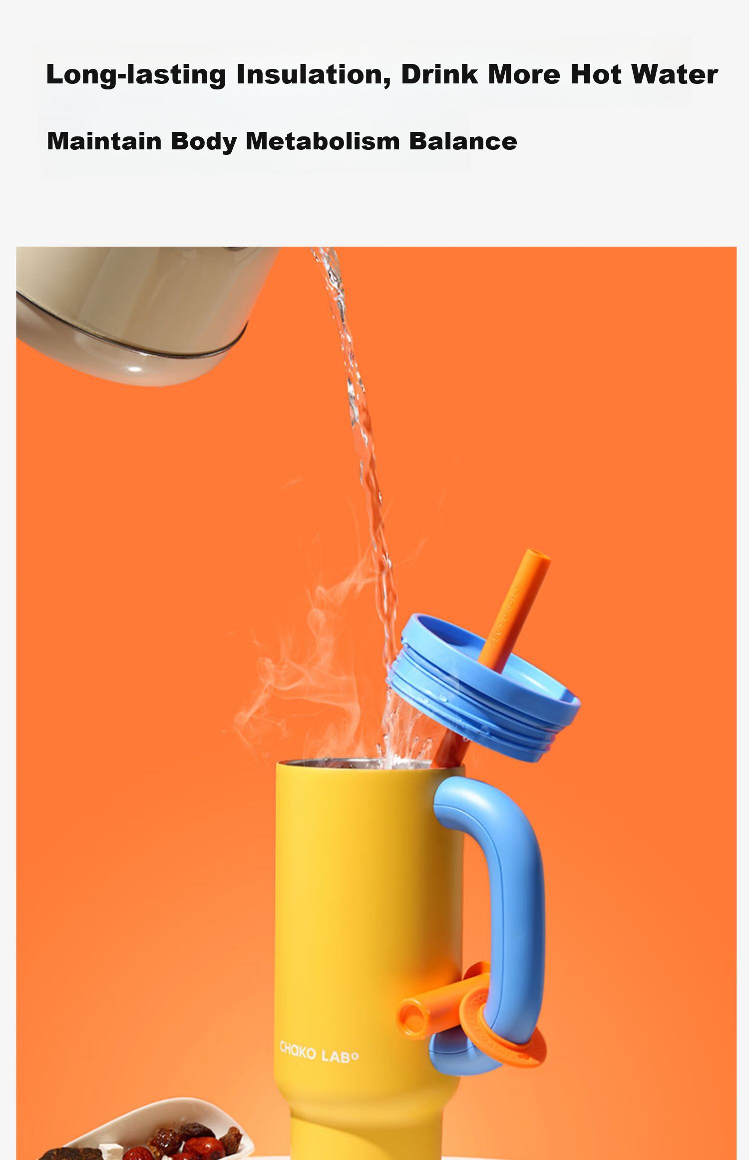 Термокружка Chakolab Office Straw Ice King, большая емкость, сохраняющая холод, из нержавеющей стали, для женщин, для автомобиля, 1100 мл, Розовый снежный шар