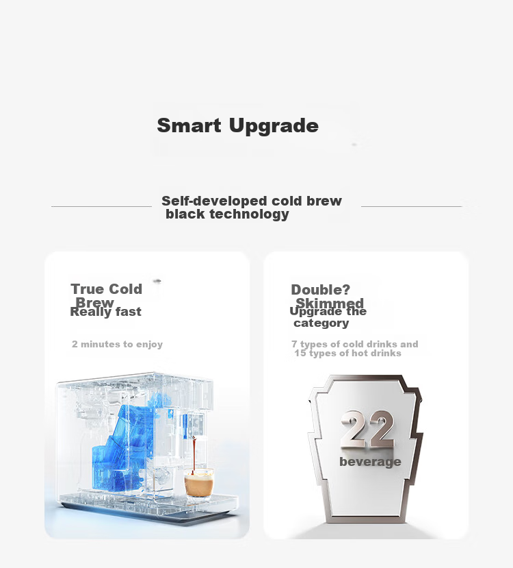 Кофемашина KAxFREE A3, полностью автоматическая, для дома, с функцией холодного заваривания и автоматическим вспениванием молока, серебристая