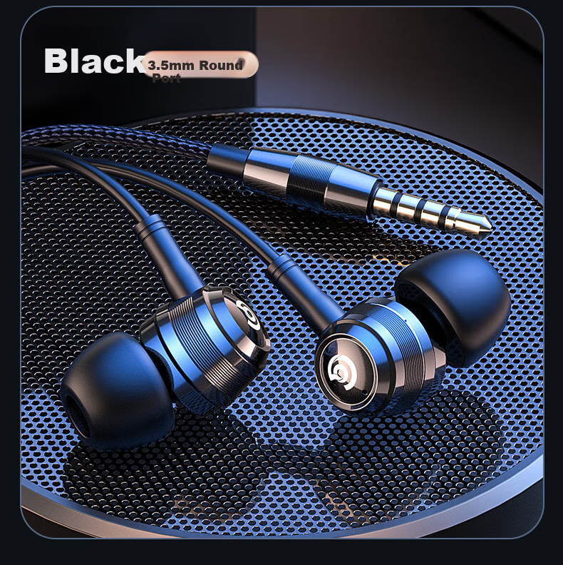 Проводные наушники Chengao In-Ear, черные, разъем 3.5 мм