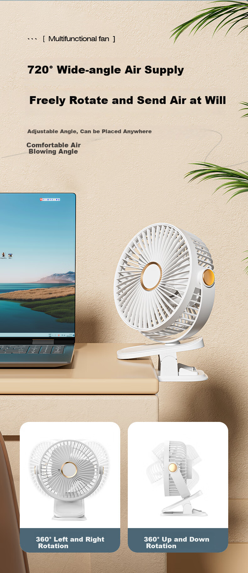 Мини-вентилятор Jinlongxing Quanyu Qingfeng, настольный USB, портативный, с зажимом, синий