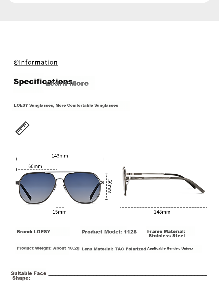 Солнцезащитные очки LOESY Ultra-Light 18g, поляризованные, УФ-защита, для мужчин, черный