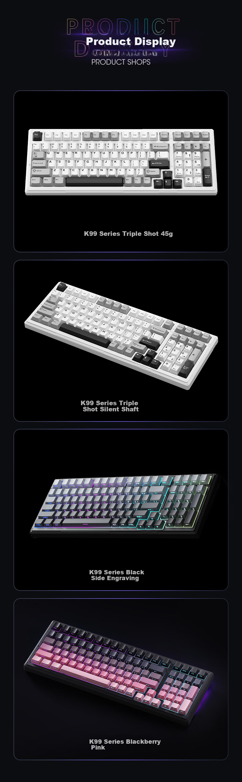Кастомная механическая клавиатура Ikbc K99, 99 клавиш, игровая, офисная, с подсветкой RGB, черная