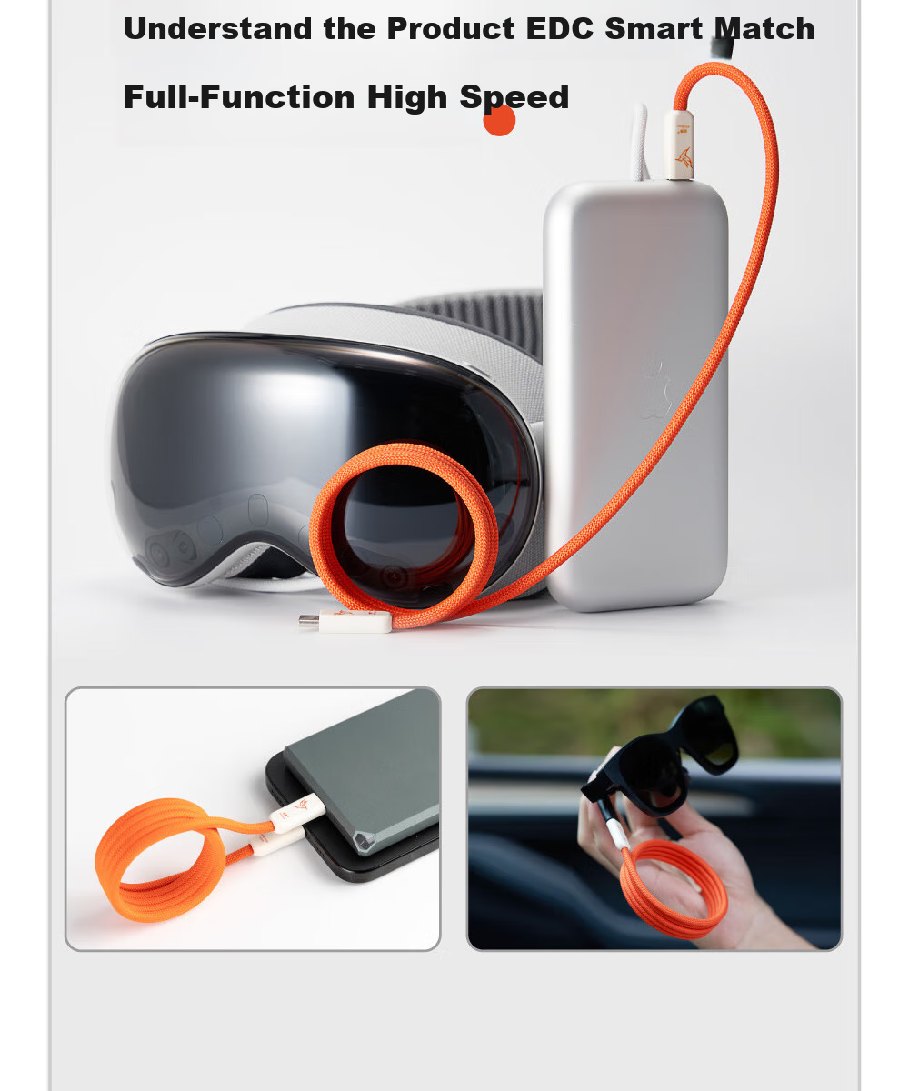 Кабель CANDYSIGN SlimBolt 5 USB4 240W 80Gbps Type-C to Type-C, 0.5 метра, фантомный черный