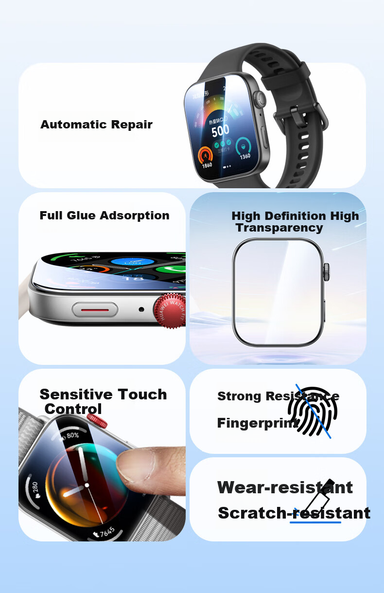 Защитная пленка PISEN для Huawei Watch Fit 4/3, противоударная, полноэкранная, противоотпечатки пальцев, 2 шт.