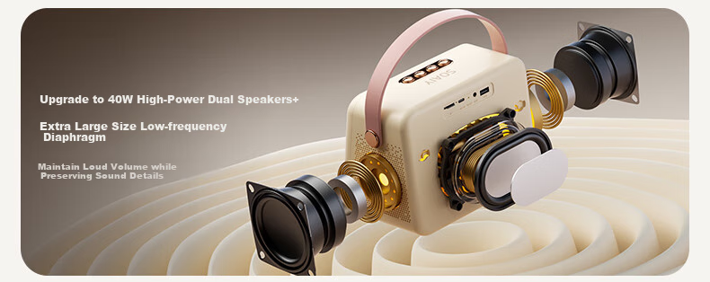 Портативная колонка Soaiy GC520Pro с беспроводным микрофоном, Bluetooth, 40 Вт, 7-дюймовый экран, караоке