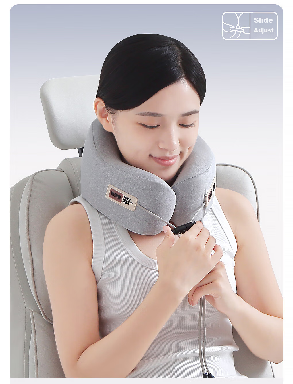 Подушка для шеи Noyoke Memory Foam, U-образная, с поддержкой шеи, портативная, для путешествий и офиса, темно-серая
