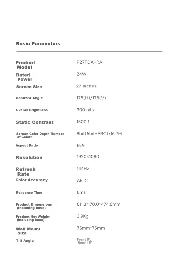 Монитор MI REDMI 27 дюймов, 144 Гц, 300 нит, профессиональная цветопередача, низкий уровень синего света, для игр и офиса, модель A27