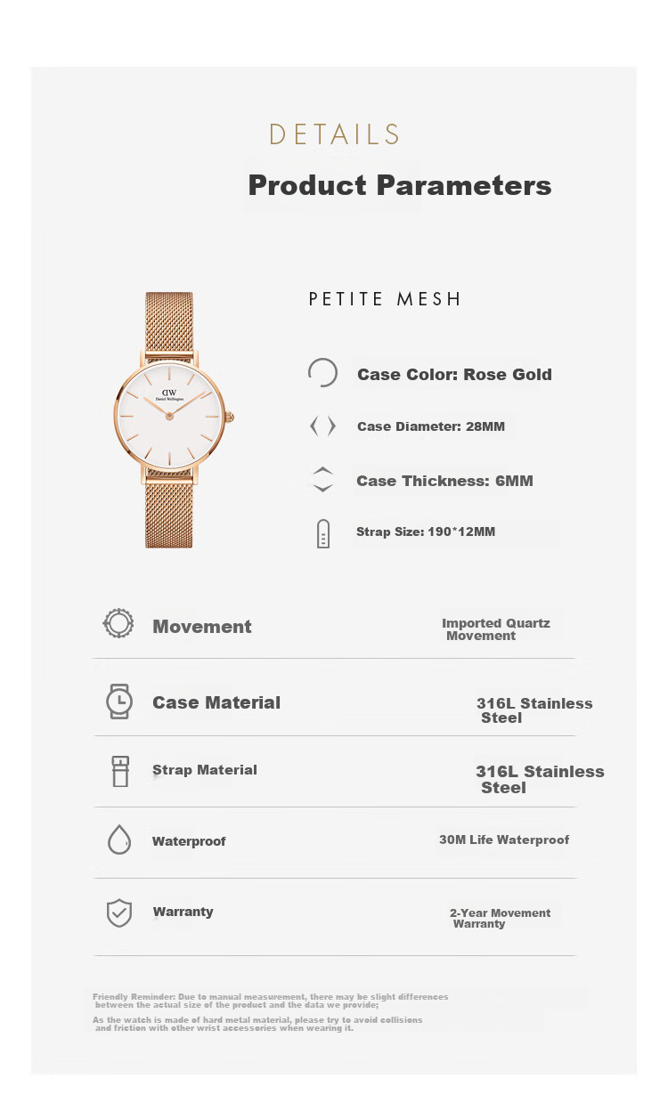 Daniel Wellington Classic Gold Watch Bracelet Set, роскошные кварцевые наручные часы для женщин, подарок на День святого Валентина