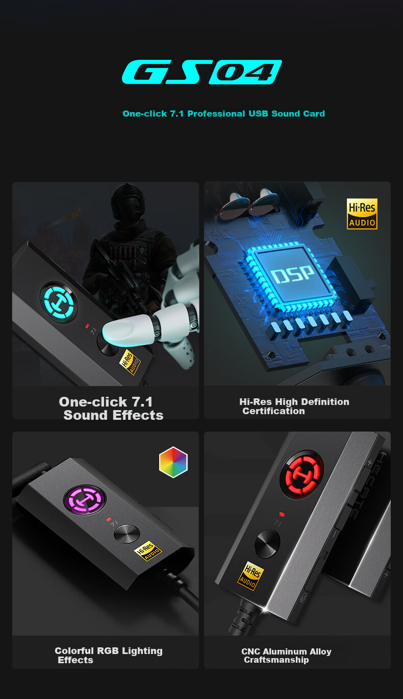 Внешняя звуковая карта EDIFIER HECATE GS04 USB to 3.5mm, 7.1 игровая, конвертер аудио, адаптер для наушников, микрофона и динамиков, совместима с ПК, ноутбуками, PS4/PS5