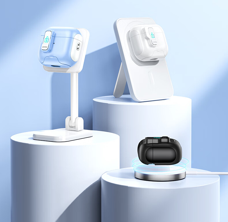 Защитный чехол Smorss для AirPods Pro 2 поколения, чехол для наушников Apple, беспроводная зарядка MagSafe, противоударный, нескользящий, с автоматическим открытием крышки, синий