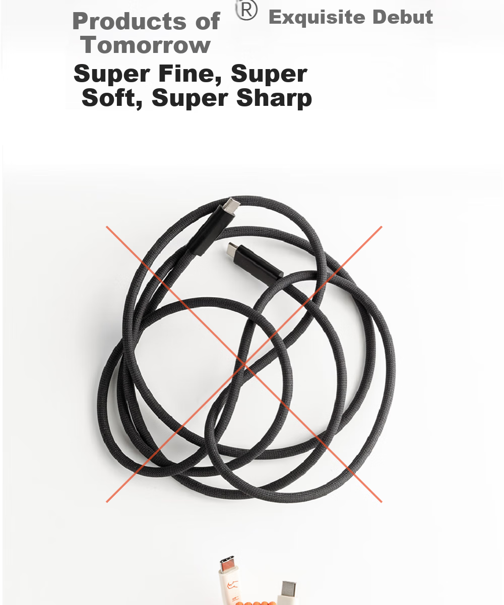 Кабель CANDYSIGN Candy Factory Thunderbolt 4 USB4 Type-C, 240W, 8K, 1 метр, 40 Гбит/с, черный