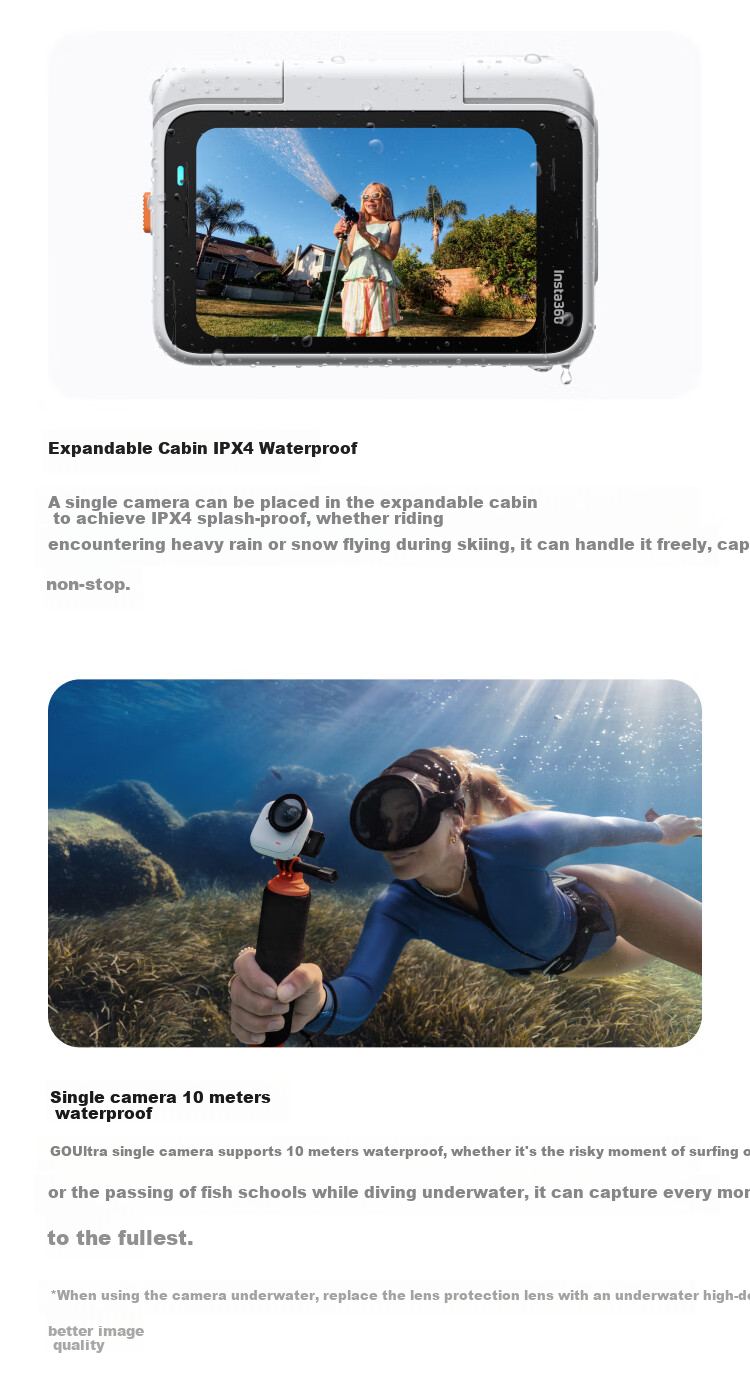 Экшн-камера Insta360 GO Ultra, 4K, водонепроницаемая, компактная, для спорта и путешествий, Agile White