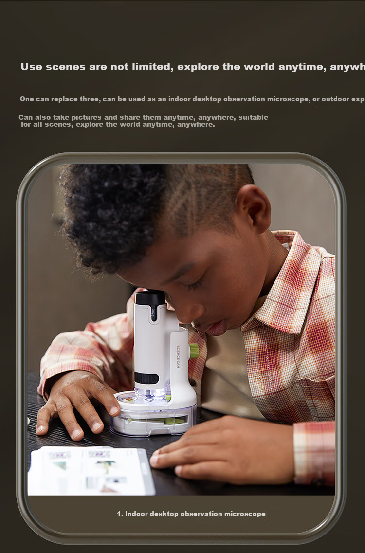 Детский микроскоп Science Can, портативный образовательный набор для детей от 6-12 лет, подарок на день рождения, праздники, набор для исследований