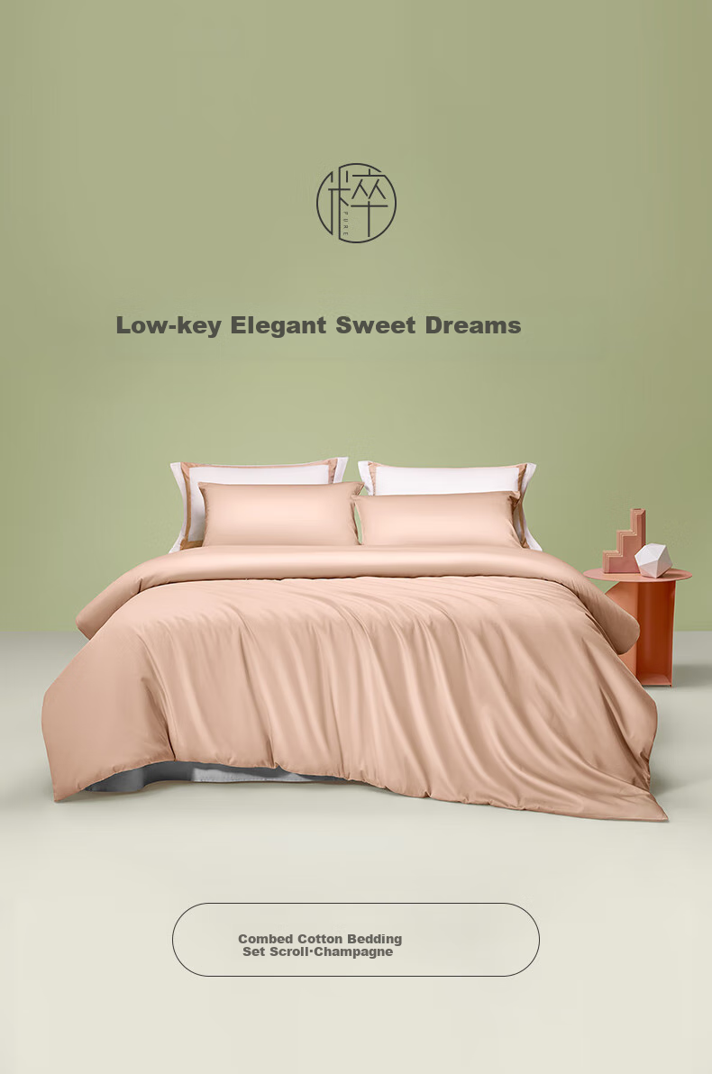 Комплект постельного белья LUOLAI Home Textile, 60 нитей, 100% хлопок, сатиновое плетение, размер 200*230 см, цвет розовый