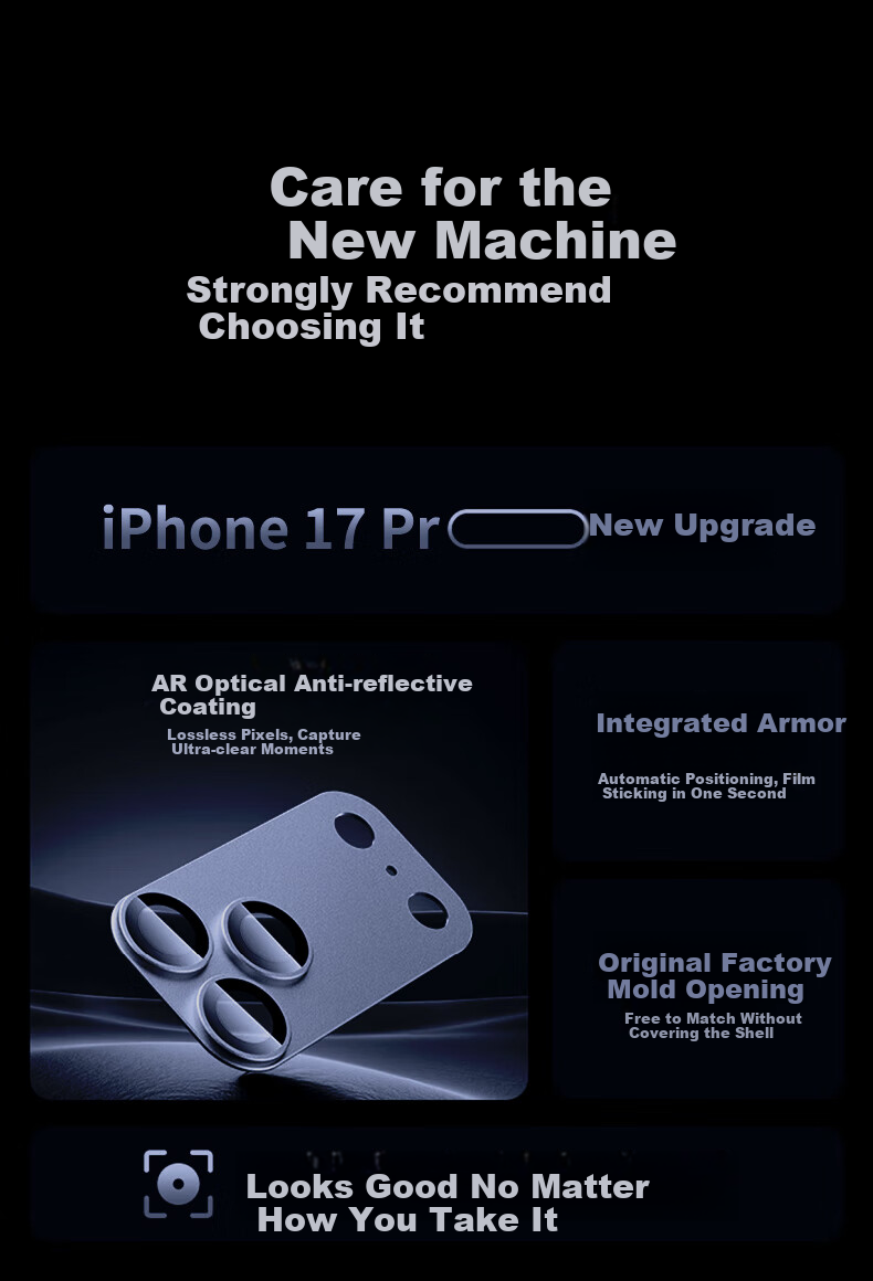 Защитная пленка для камеры Smorss AR Enhanced для Apple iPhone 17 Pro Max, закаленное стекло, высокая четкость, износостойкая, защита от царапин, темно-синий