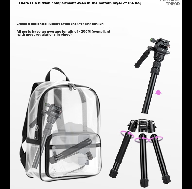 Штатив Fotopro FY-830+MH-4A+SJ-86, алюминиевый сплав, 6 секций, максимальная высота 1.86 м, с головкой MH-4A, черный