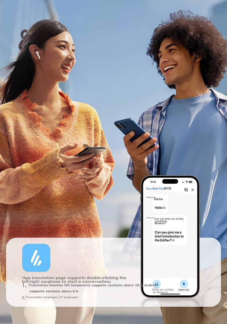 Беспроводные наушники Edifier X1 Evo True Wireless Bluetooth 6.0 с функцией перевода, совместимы с Apple, Huawei, Xiaomi, OPPO, цвет: зеленый