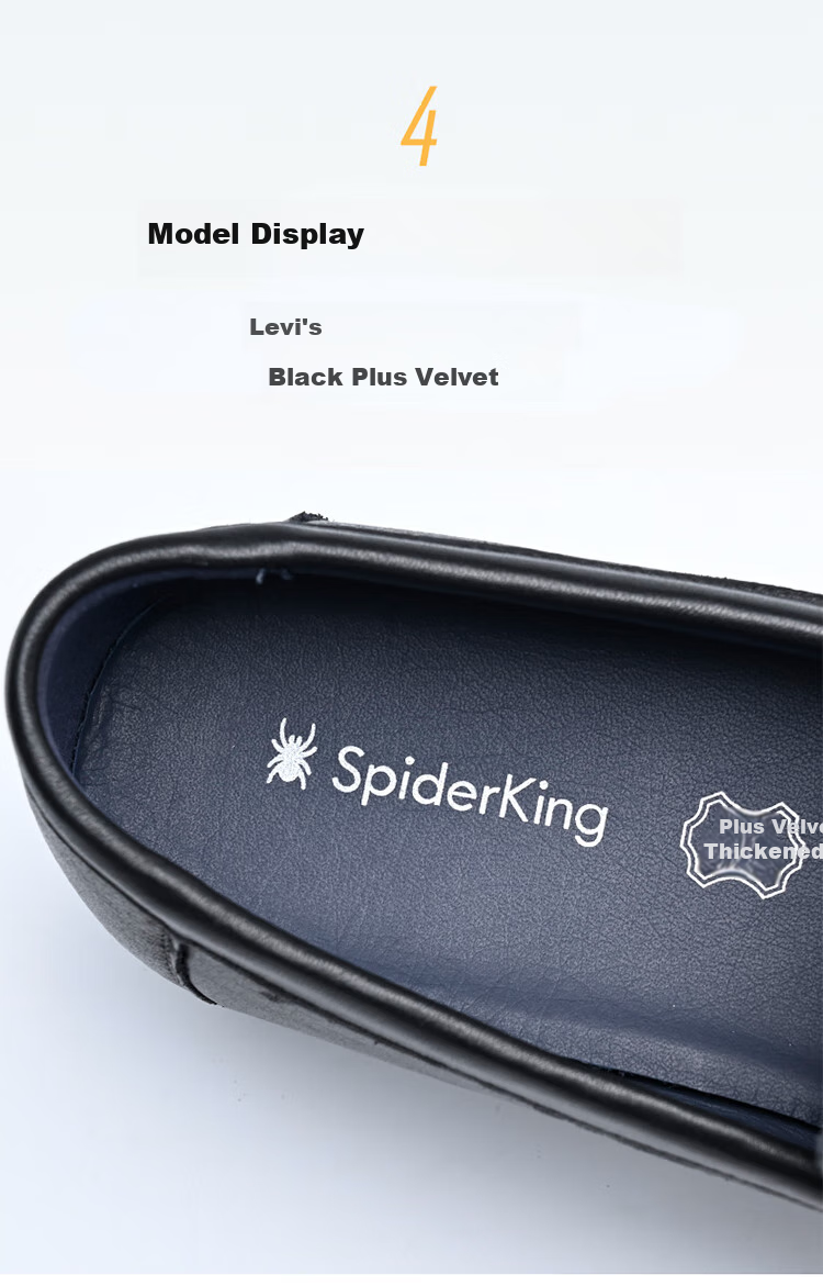 SPIDER KING Мужская обувь из натуральной кожи, весенне-осенние дышащие слипоны на мягкой подошве, размер 42, черные