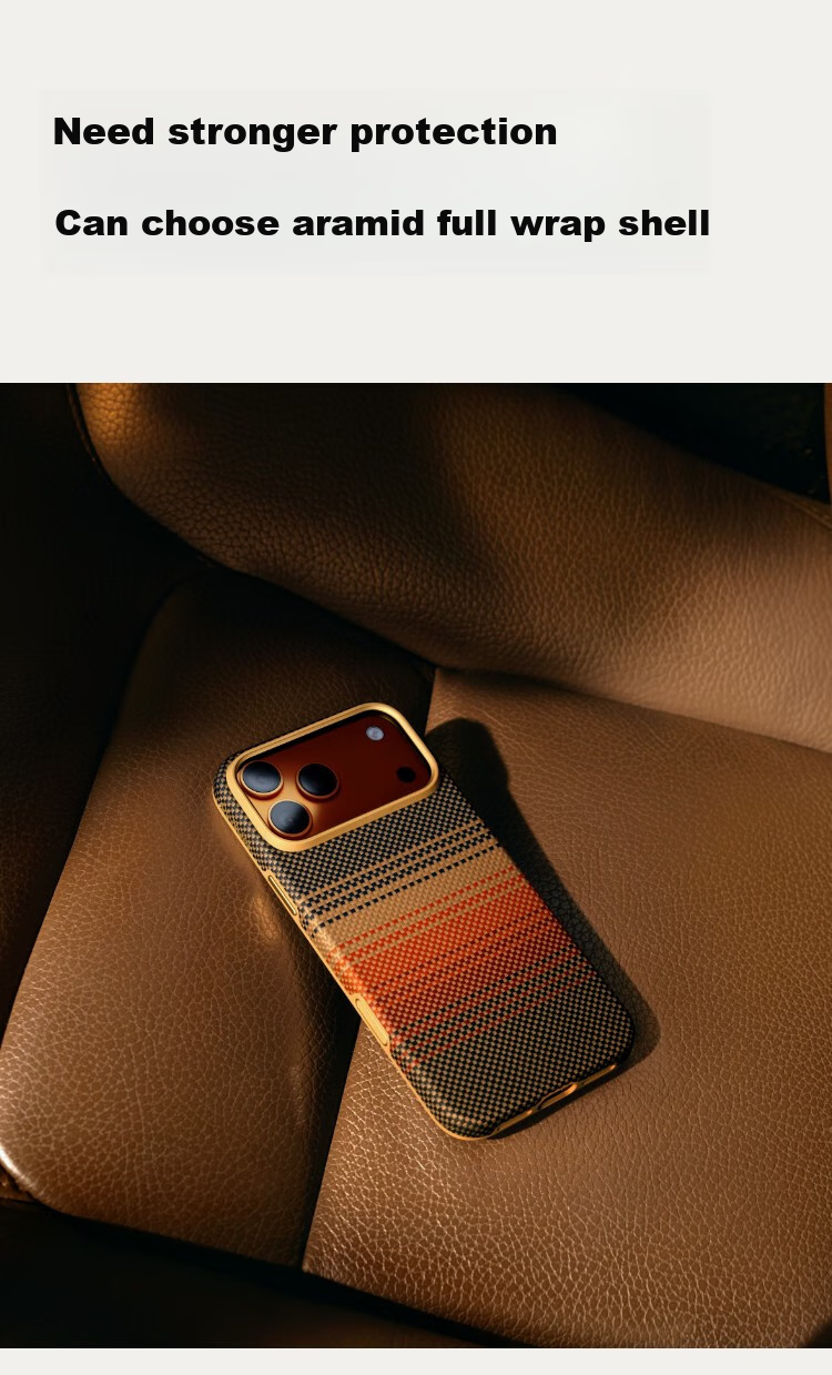 Чехол PITAKA для iPhone 17 Pro Max из кевларового арамидного волокна, текстура карбона, ощущение голого телефона, защитный чехол с полным покрытием камеры и кнопок, цвет "Закат"