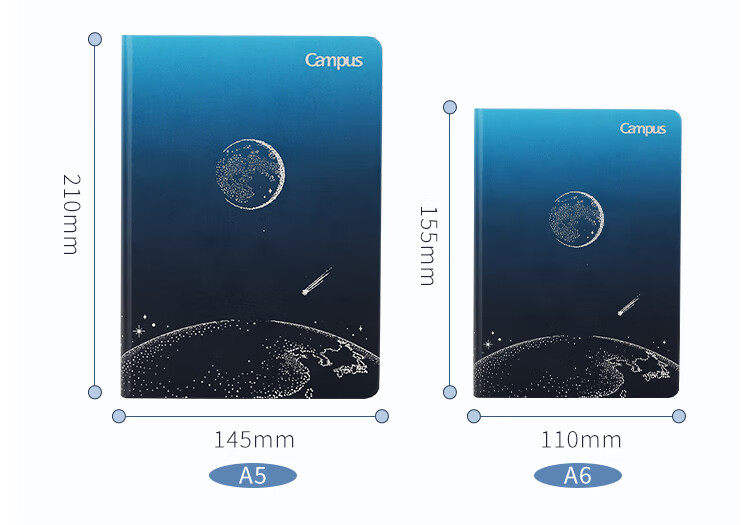 Блокнот KOKUYO Campus Astronomy, твердая обложка, спиральный, A6, 96 страниц, в линейку, 8 мм, "Солнечная система", 1 шт.