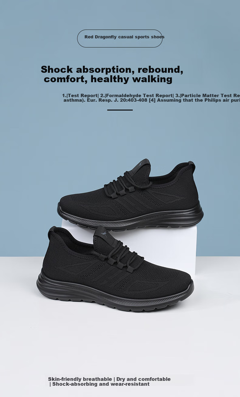 RED DRAGONFLY Мужская обувь, дышащие кроссовки из сетки Flyknit, повседневная обувь для путешествий и спорта, WXA150171, черный, размер 39
