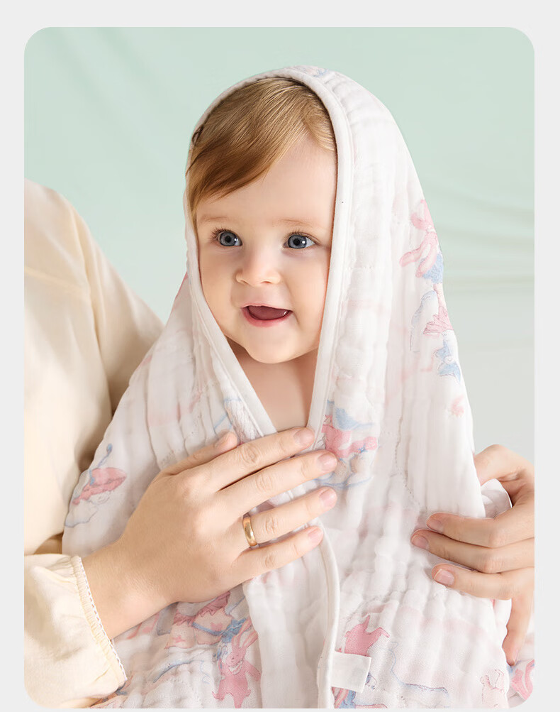 Детское банное полотенце Babycare, муслиновое, для новорожденных, размер 70х70 см, цвет "Цинчуань синий"