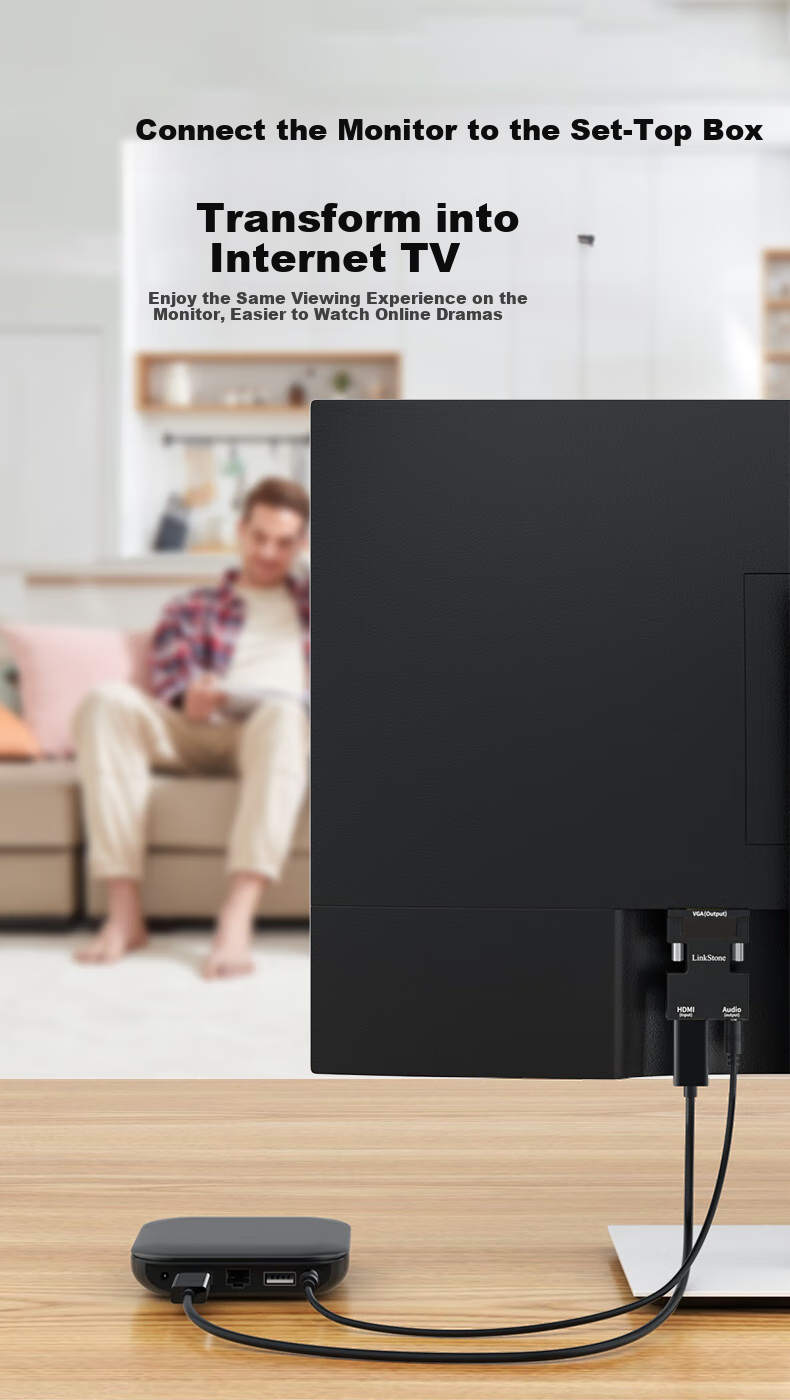 Переходник LinkStone HDMI Female на VGA Male с аудиокабелем, конвертер HD для ноутбука на ТВ, совместимый с аудиопортом C329