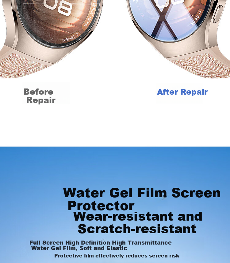 ESCASE Защитная пленка для экрана Huawei Watch 5, гидрогелевая, полноэкранное покрытие, HD Clear, ударопрочная, устойчивая к отпечаткам пальцев, 42 мм, 2 шт.