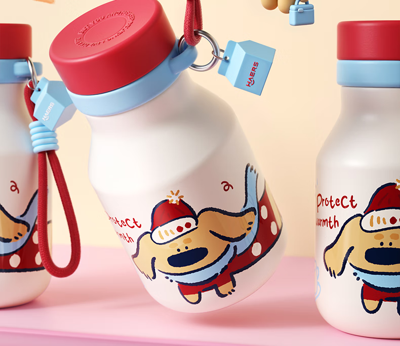 Термокружка HAERS Insulated Mug для студентов, стильная бутылка для воды с трубочкой, портативная чашка для девушек, подарок, новая модель, коричневая, 480 мл