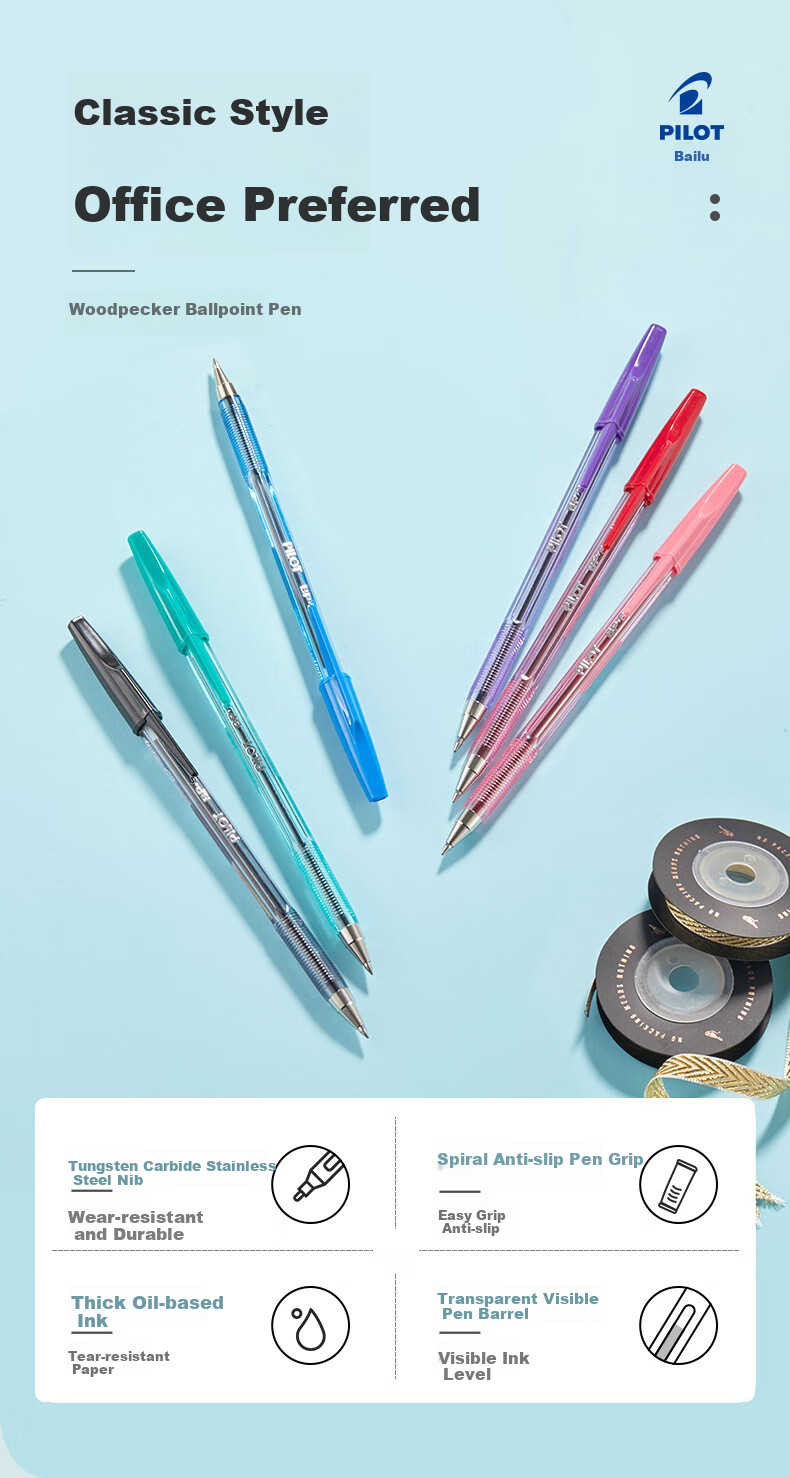 PILOT Woodpecker BP-S 0.7mm Green Ballpoint Pen