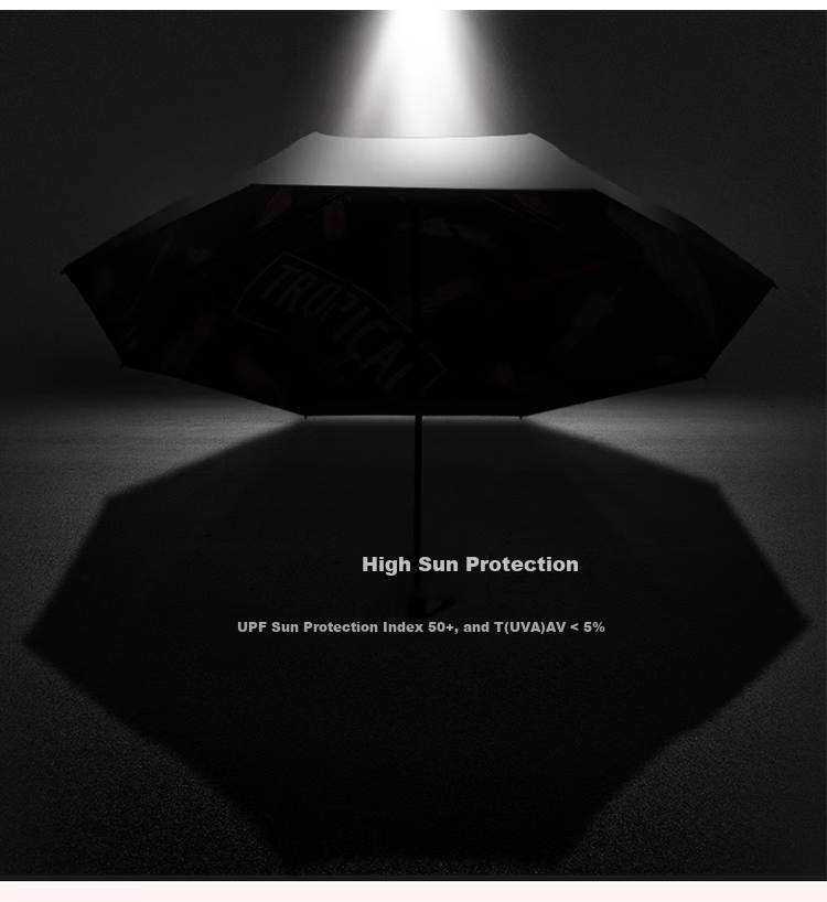 Зонт Tiantang UV Protection, трехскладной, черный гель, защита от солнца, 57*8 ребер, цвет "Гинко Ледниковый Синий"
