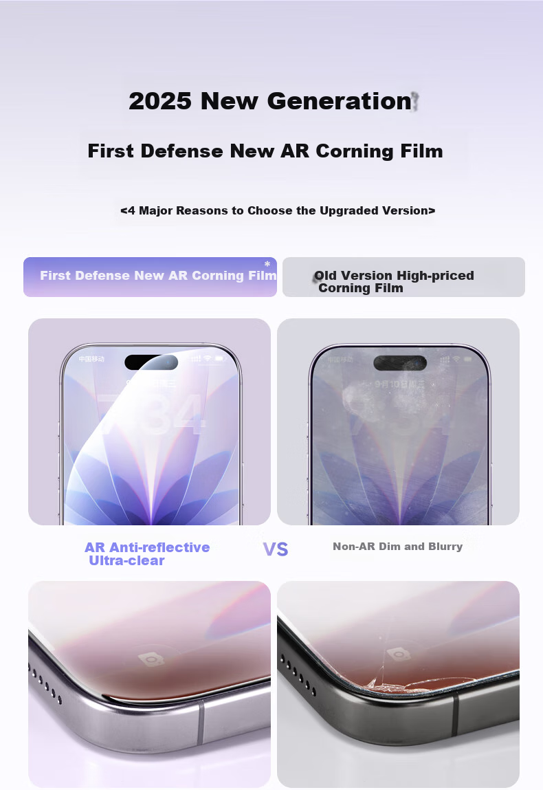 Защитное стекло DIVI AR Corning для Apple iPhone 17, ультратонкое, противоударное, антибликовое, с защитой от отпечатков пальцев, полное покрытие, 1 шт.