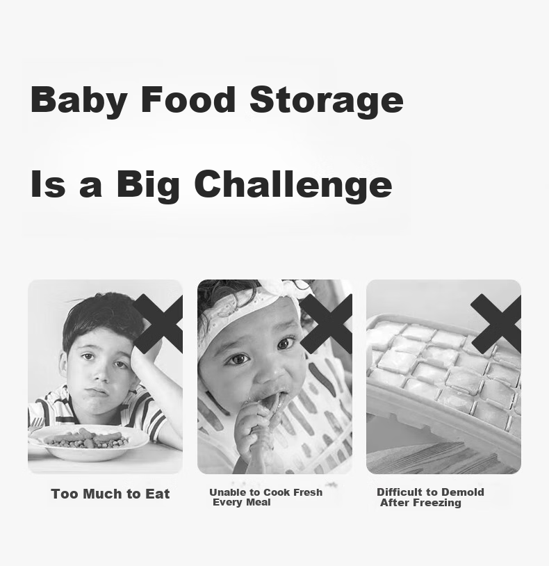 Babycare Контейнер для хранения детского питания, силиконовый, с лотками для заморозки, 8 ячеек, синий + розовый