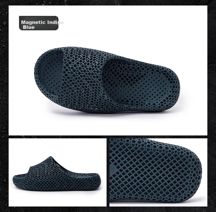 JD Original [3D Printed Slippers] Нескользящие уличные дышащие весенне-летние мягкие эластичные спортивные сандалии-шлепанцы Quantum Dark Black 44