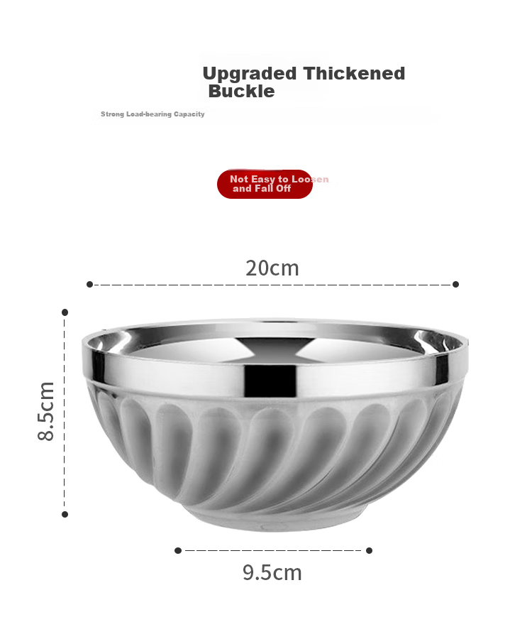 Maxcook Миска из нержавеющей стали, 20 см, большая суповая миска, двойная термостойкая миска MCWA-101