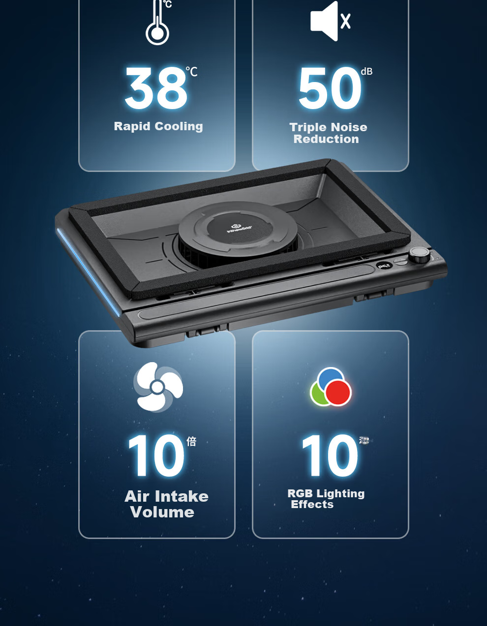 Охлаждающая подставка для ноутбука Jichuan FX7, игровая, для Lenovo Legion, Alienware, Tianxuan, Aurora ROG и ноутбуков с водяным охлаждением