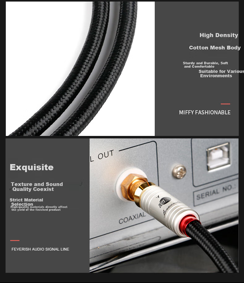 Аудиокабель JIB BB-102 Digital Coaxial, RCA Male to Male, 75 Ом, SPDIF, 1 метр, черный