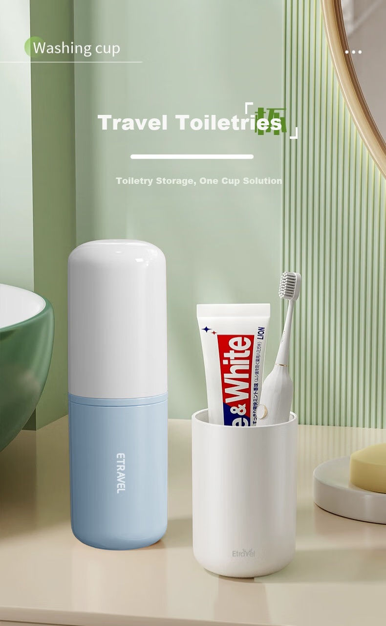 Стакан для зубной щетки Etravel, дорожный, складной, с двумя стаканчиками для полоскания, синий