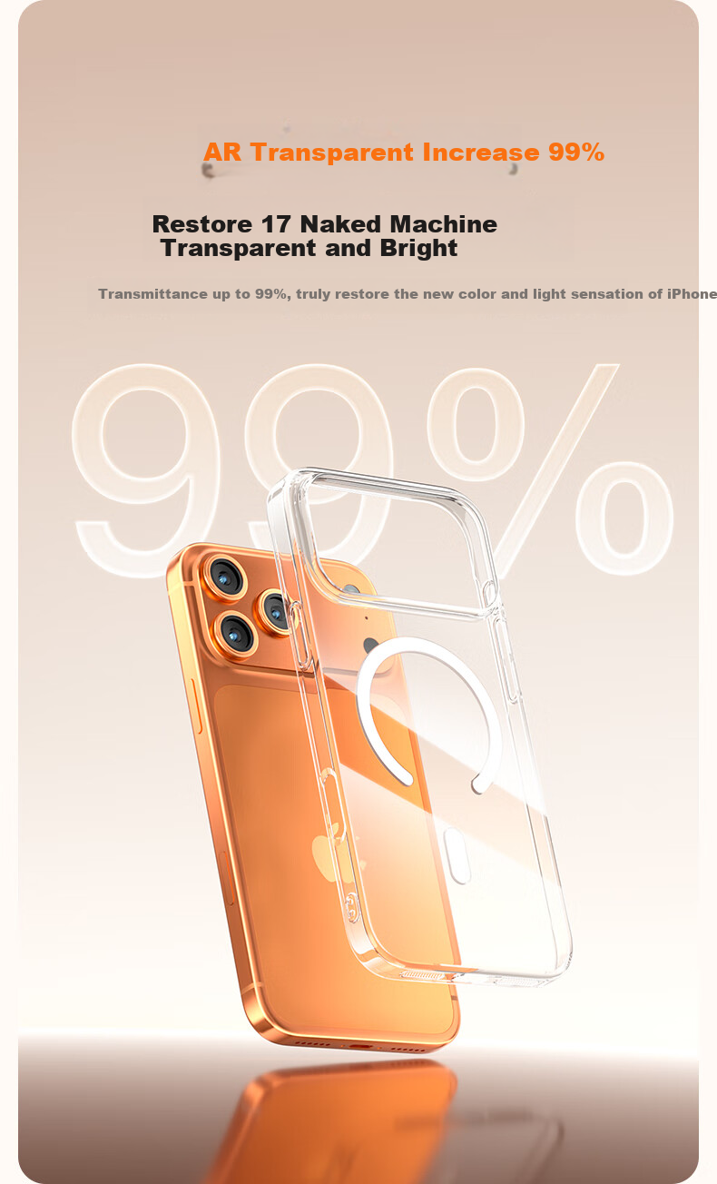 Чехол LLUNC для iPhone 17 Pro Max, прозрачный, ультратонкий, с MagSafe, защита от пожелтения