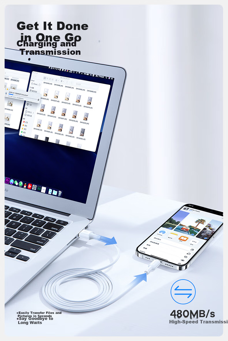 Кабель Shanmo Type-C PD60W, 1.5м, белый, для iPhone 16/17, iPad, ноутбуков