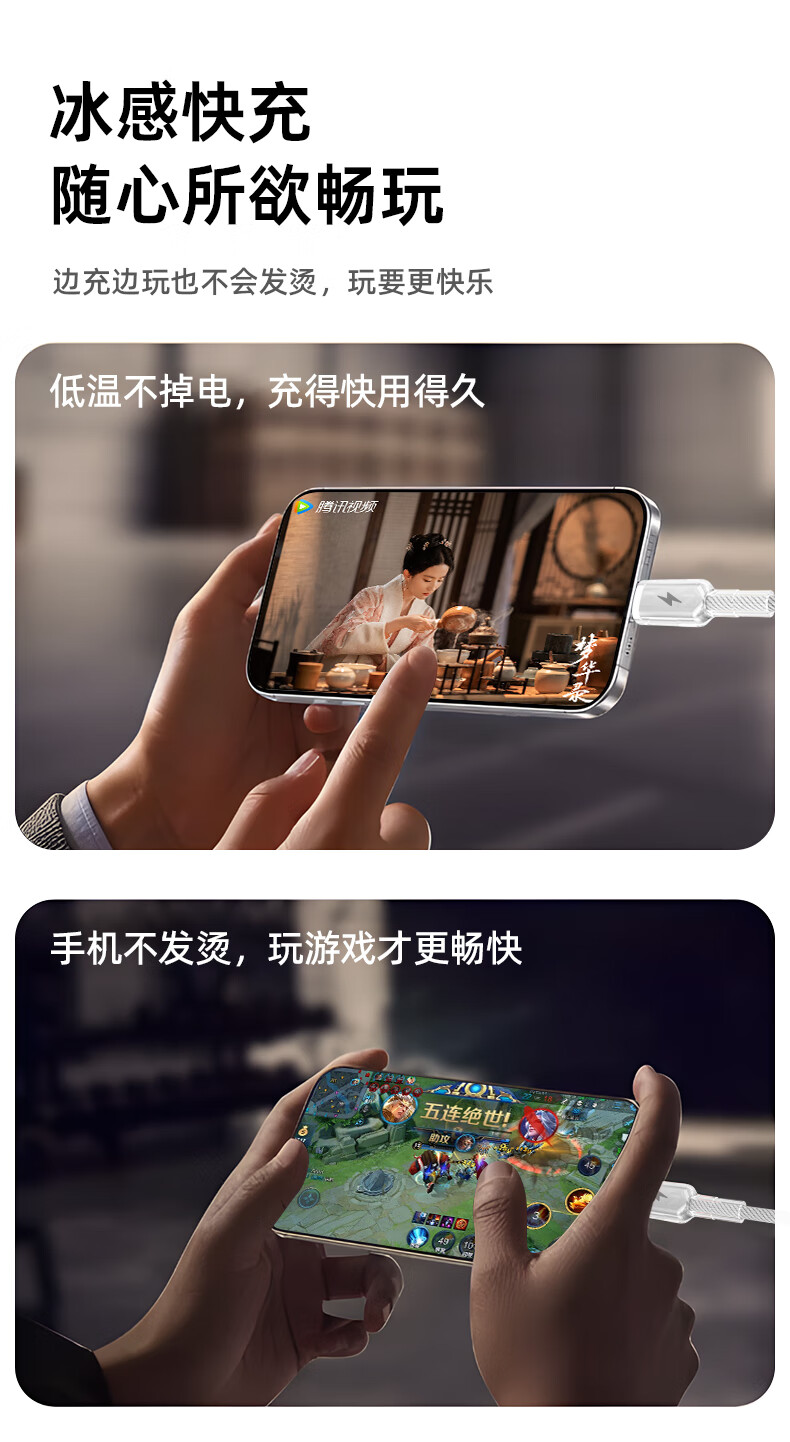 Кабель Smorss Apple Lightning для зарядки и передачи данных, 1.5 м, белый