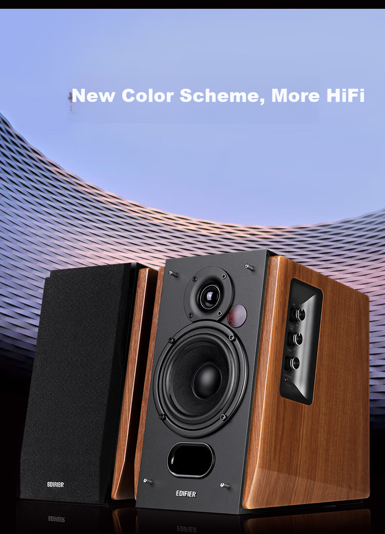 Компьютерные колонки Edifier R1700BT+, 2.0, Bluetooth 5.3, до 66 Вт, деревянный корпус, черный