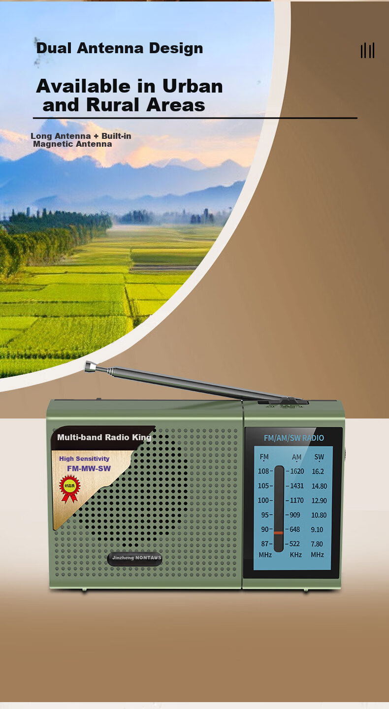 Портативное радио NINTAUS C38, миниатюрное, FM/AM/SW, с аккумулятором