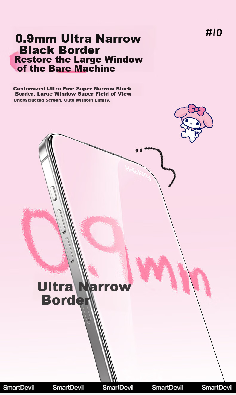 Защитное стекло SmartDevil [Sanrio Official License] для iPhone 17 Pro, прозрачное, 2 шт.