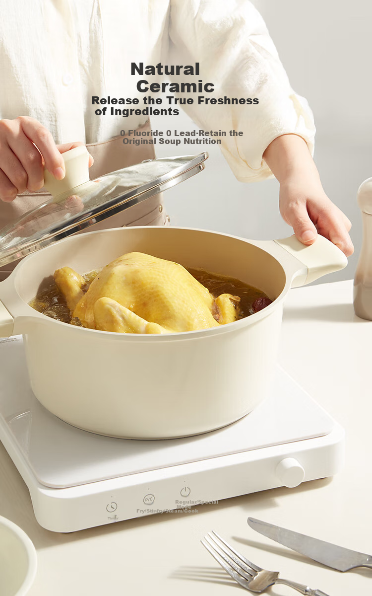 Кастрюля REDCHEF Titanium Ceramic с пароваркой, 24 см, для дома, для тушения, супа, каши, совместима с индукционными и газовыми плитами
