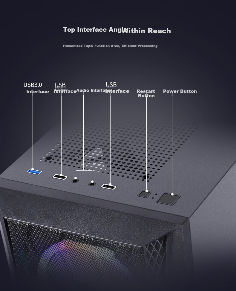 Компьютерный корпус BUBALUS Chui Feng M+ Ice Crystal L3, боковая прозрачная панель, поддержка ATX, 240мм СВО, управление кабелями, отсек для блока питания, U3