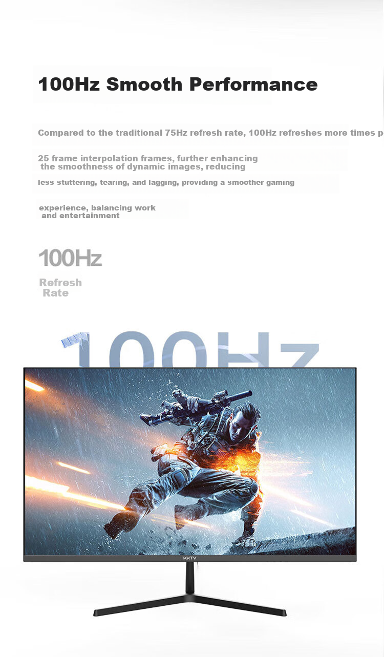 Монитор KKTV KN27FI 27 дюймов, IPS, 1920x1080, 100 Гц, плоский экран, HDMI, VGA, 1 год гарантии