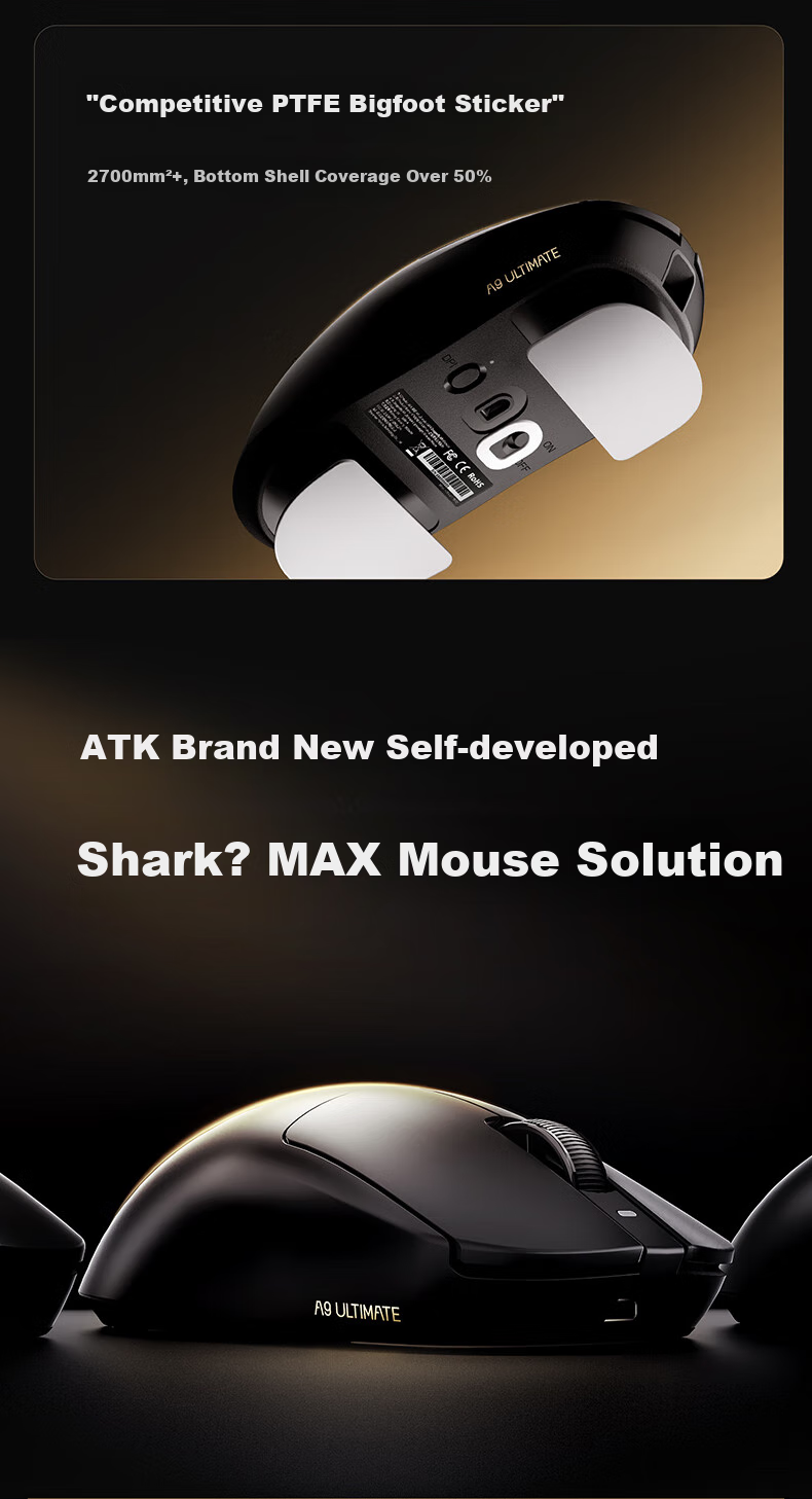 Беспроводная игровая мышь ATK Qingting A9, проводная/2.4G, двойной режим, легкая, симметричная, минималистичная эргономика, Master Edition, Vermilion Red