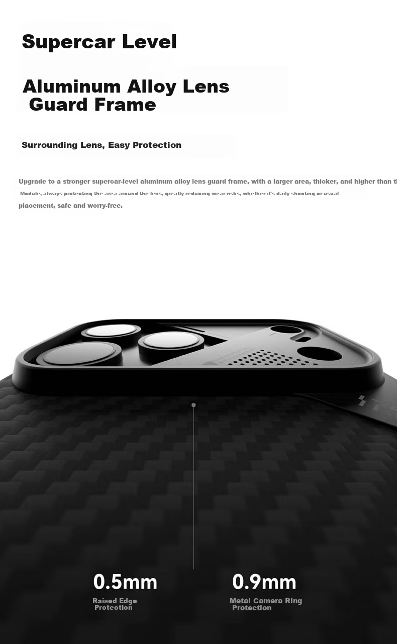 Чехол AULUMU для Apple iPhone 17 Pro Max, из арамидного волокна, ультратонкий, с защитой от царапин, черный